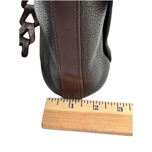 Brighton Vintage Croc Embossed Pebbled Leather Flap Over Brown Purse Bag - Picture 8 of 13